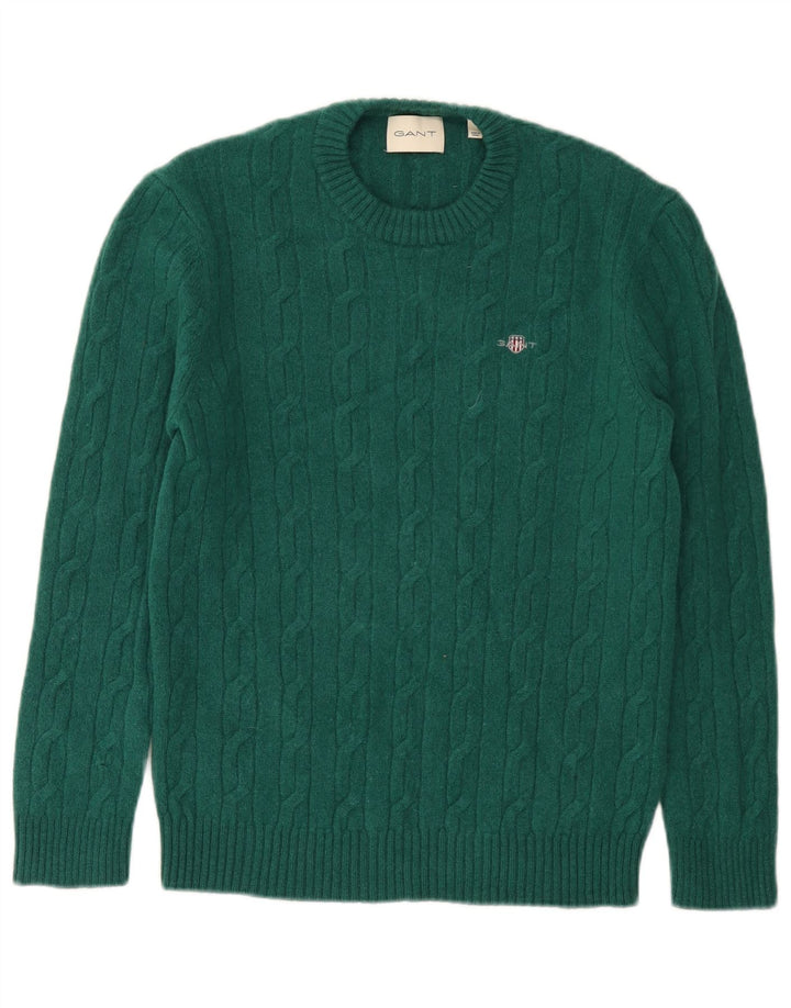 Gant Mens Regular Fit Crew Neck Jumper Sweater Small Green Wool