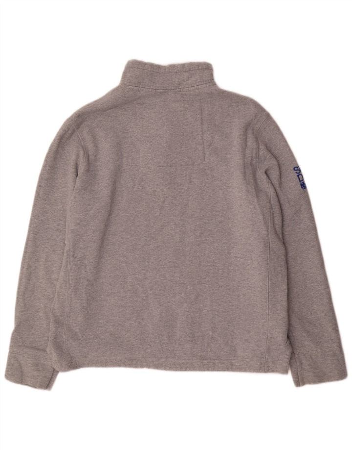 SUPERDRY Mens Graphic Button Neck Sweatshirt Jumper 2XL Grey Flecked