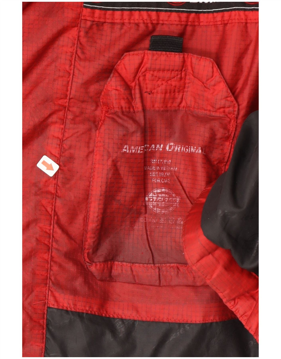 Dickies Mens Hooded Padded Jacket UK 38 Medium Red Colourblock Nylon