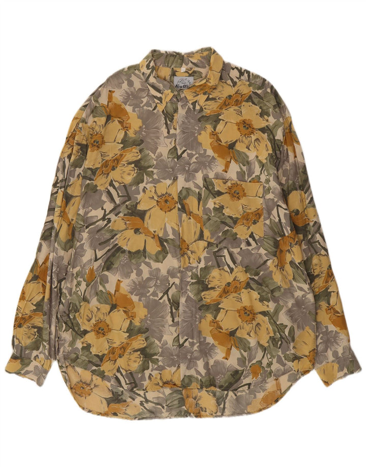Key West Herrenhemd XL, mehrfarbig, Blumenmuster, Viskose