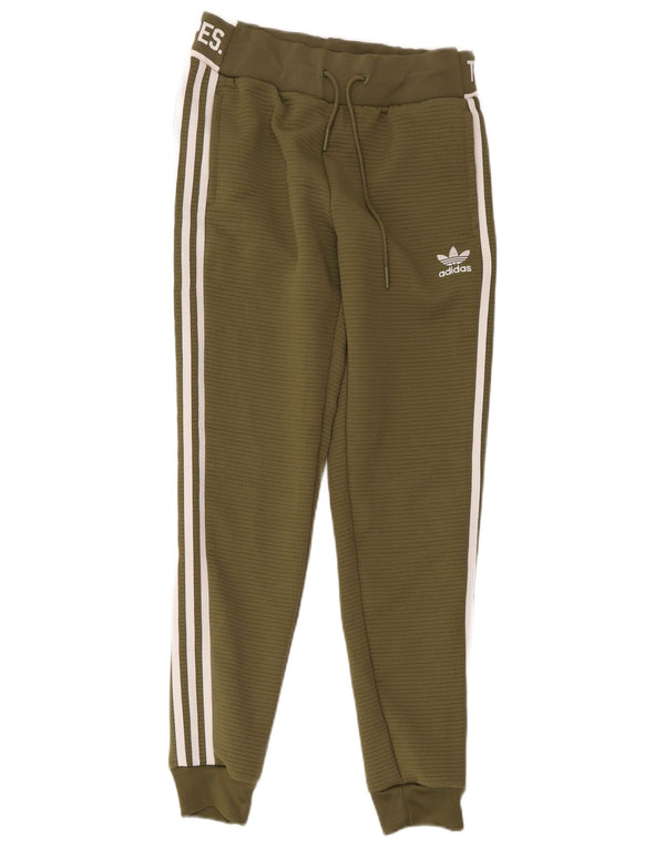 Adidas Womens Three Stripes Tracksuit Bukser Joggers UK 8 Small Khaki