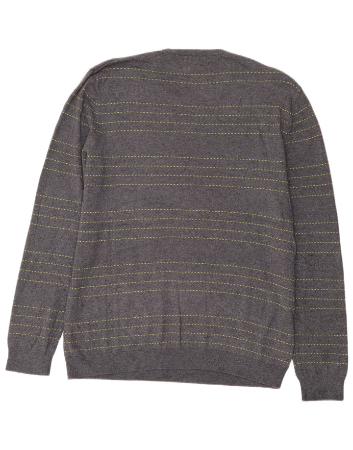 John Lewis Mens Crew Neck Jumper Sweater Medium Blue Striped Cotton
