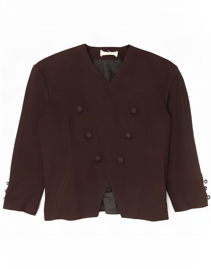 Giacca blazer doppiopetto vintage da donna UK 14 media nera