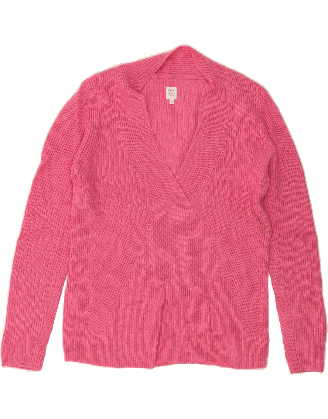 JOHN LEWIS Womens V-Neck Jumper Sweater UK 12 Medium Pink Nylon Vintage John Lewis and Second-Hand John Lewis from Messina Hembry 