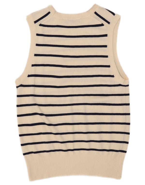 Zara Womens Vest Tank Top UK 12 Medium Off White Striped