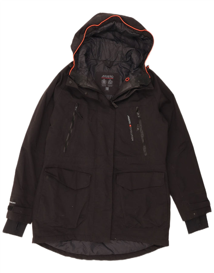 Musto Womens Hooded Parka Jacket UK 12 Medium Black Polyamide