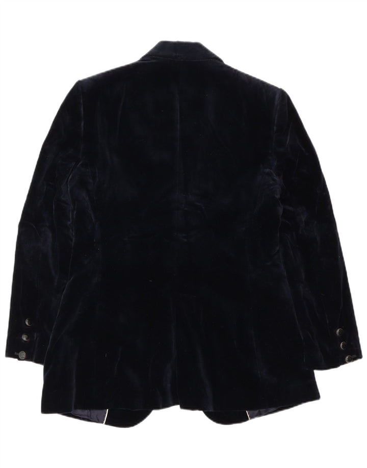 Massimo Dutti Womens 1 Button Velvet Blazer Jacket EU 38 Medium Navy Blue