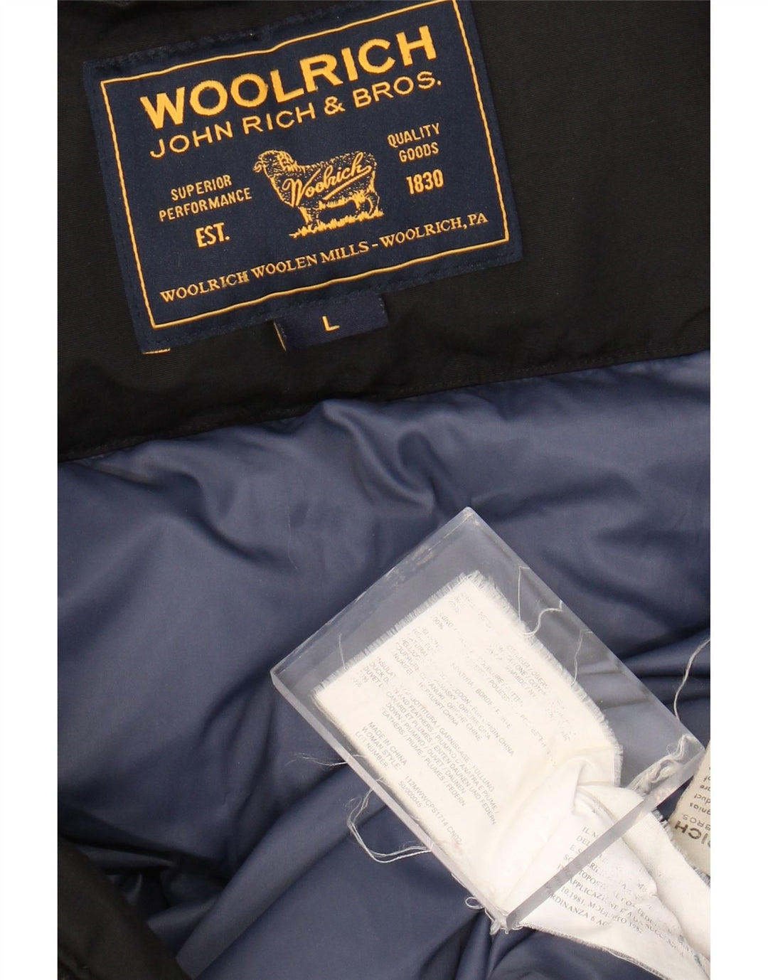 Woolrich Womens Padded Coat UK 14 Large Black Cotton