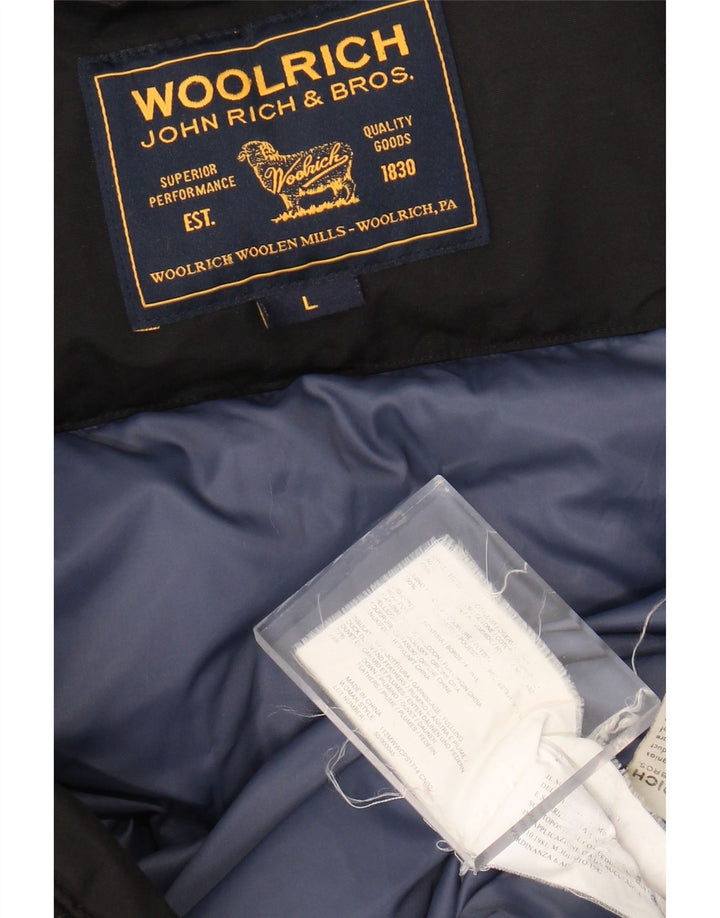 Woolrich Womens Padded Coat UK 14 Large Black Cotton