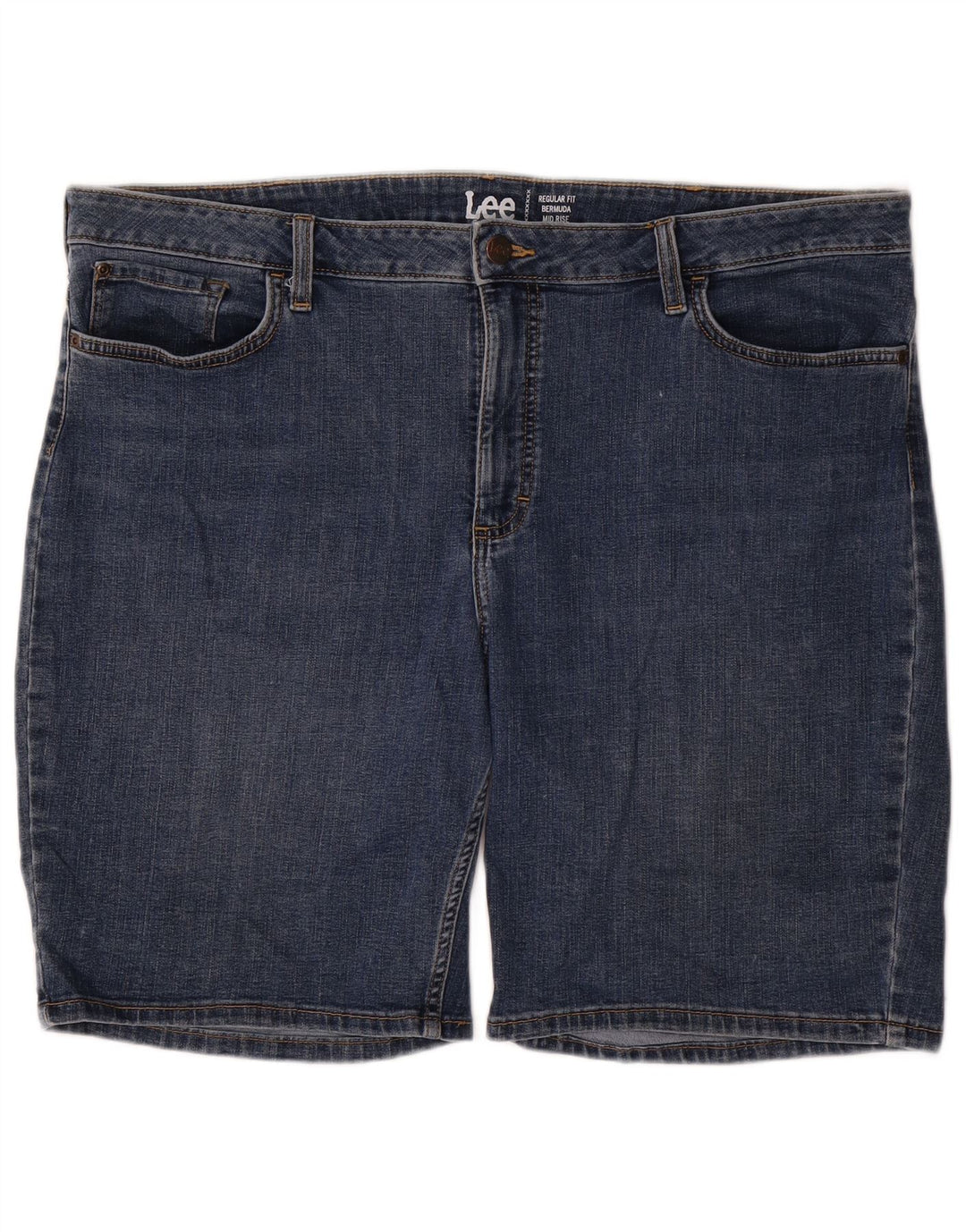 LEE Womens Mid Rise Regular Fit Denim Bermuda Shorts W44 3XL Blue