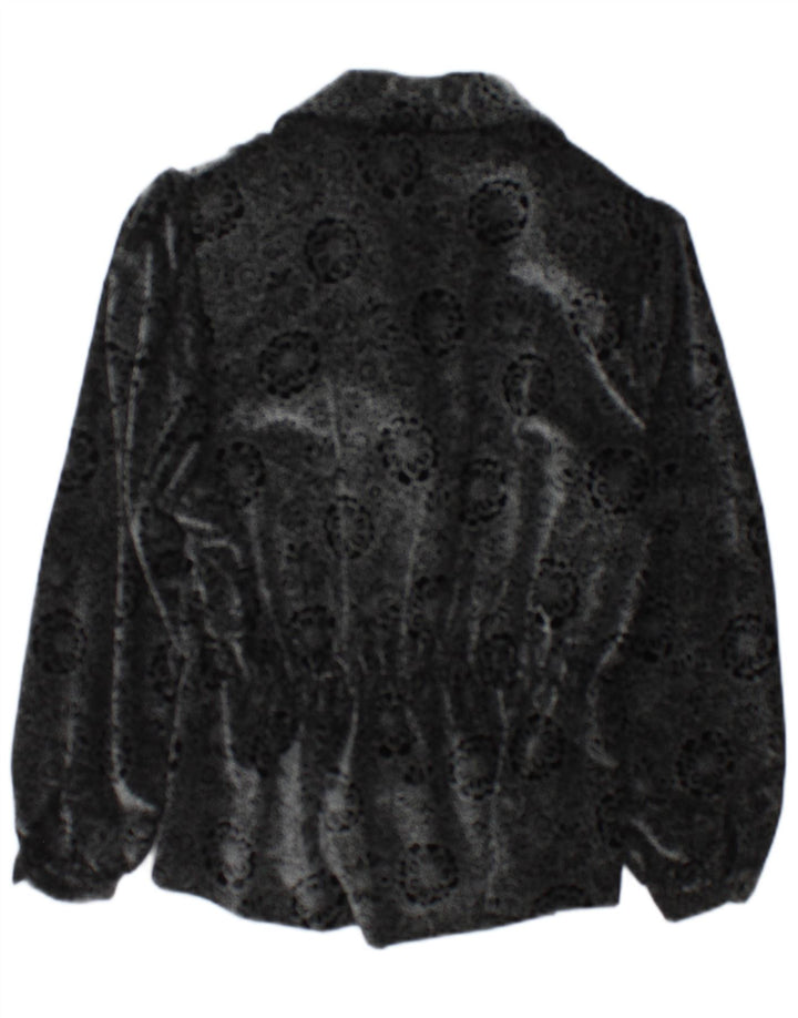 Vintage Womens 2 Button Blazer Jacket UK 14 Medium Black Floral