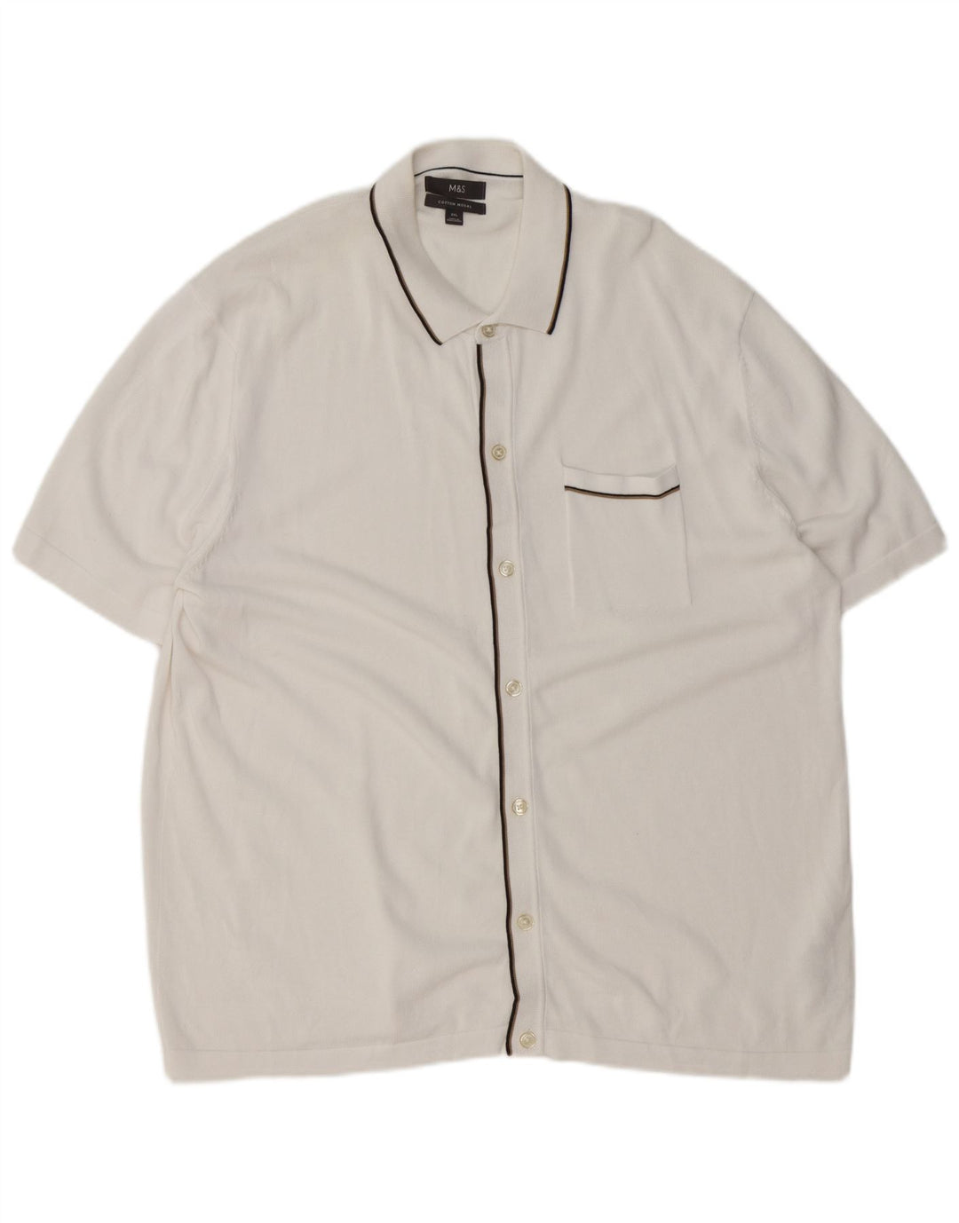 Marks & Spencer Mens Short Sleeve Cardigan Sweater 2XL White Modal