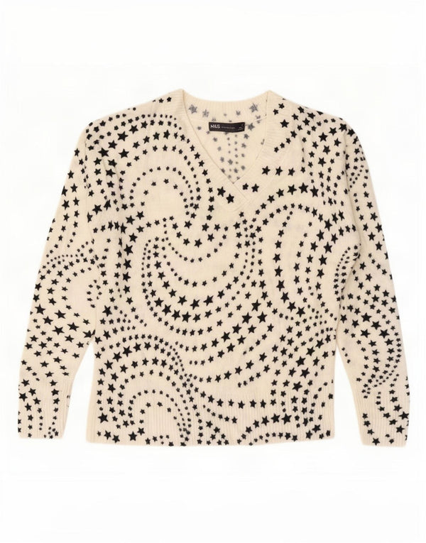 Marks & Spencer Damen-Pullover mit V-Ausschnitt, UK 14, Größe L, Beige