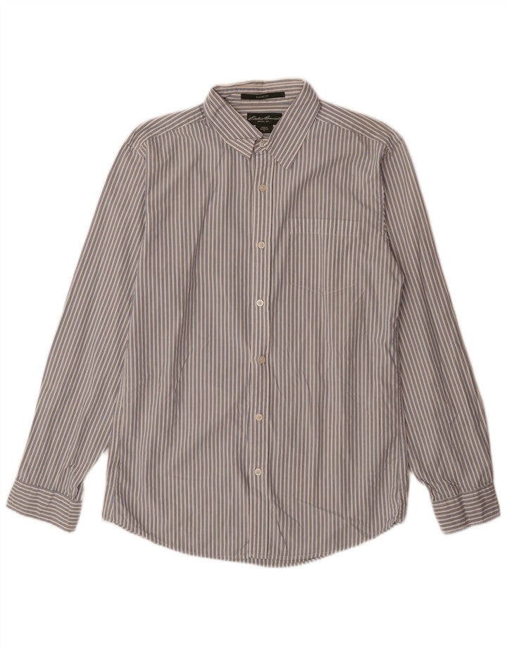 EDDIE BAUER Mens Classic Fit Shirt Small Blue Pinstripe Cotton