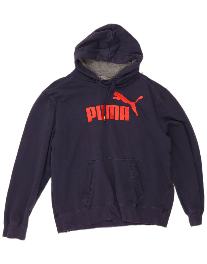PUMA Mens Graphic Hoodie Jumper Large Navy Blue