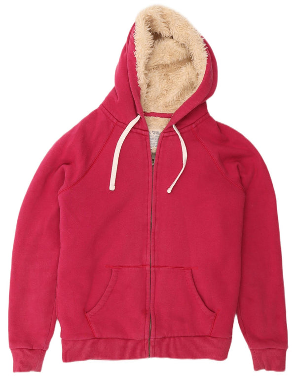 Jack Wills Pull à capuche zippé surdimensionné graphique pour femme UK 10 Petit Rose