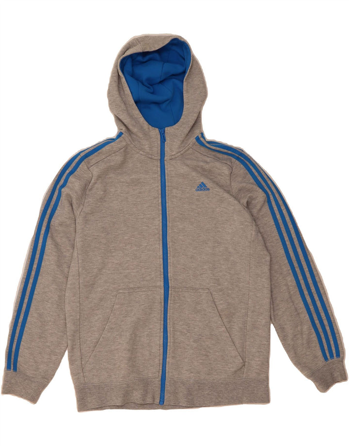 ADIDAS Boys Climalite Zip Hoodie Sweater 15-16 Years Grey Polyester Vintage Adidas and Second-Hand Adidas from Messina Hembry 