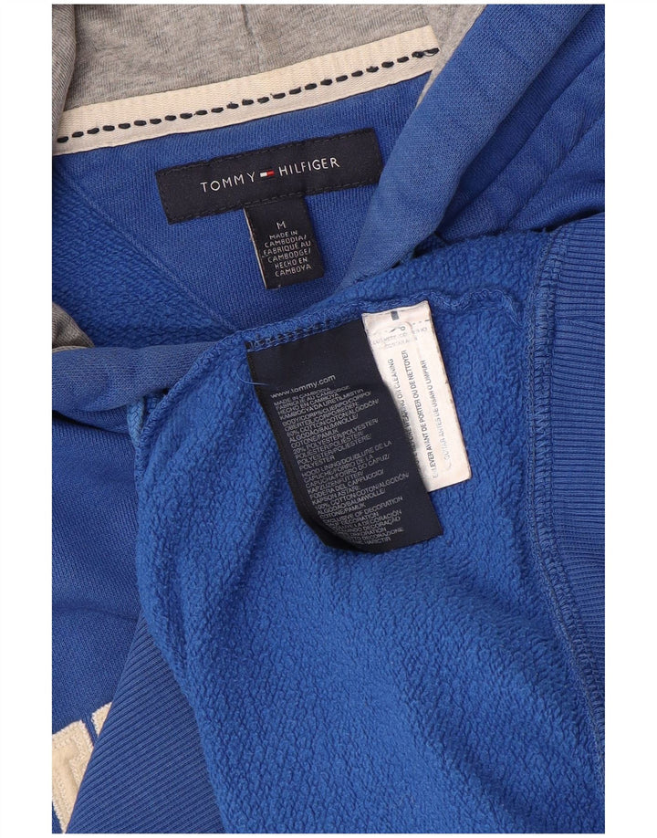 Tommy Hilfiger Mens Graphic Zip Hoodie Sweater Medium Blue Colourblock