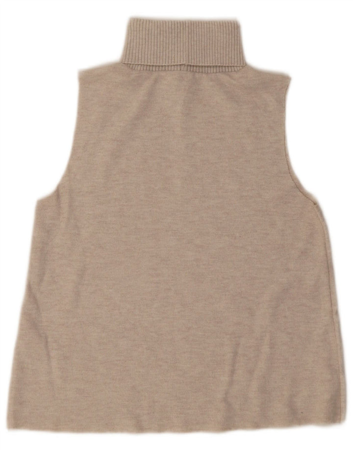 Zara Womens Sleeveless Roll Neck Jumper Sweater UK 12 Medium Beige