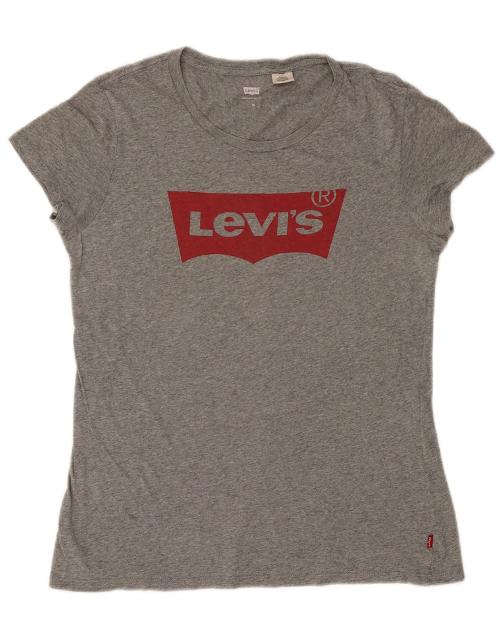 Levi's Grafisk T-shirt top til kvinder UK 14 Medium Grå Flecked