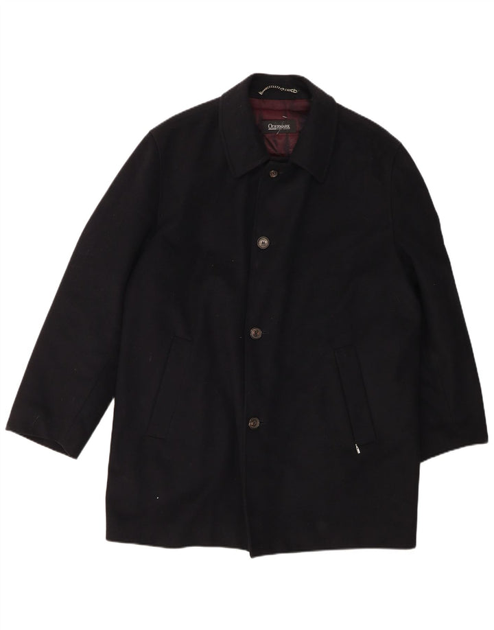 ODERMARK Mens Overcoat EU 50 Large Navy Blue Virgin Wool