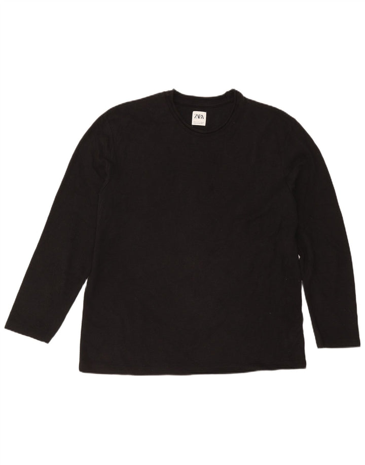 Zara Mens Top Long Sleeve Large Black Cotton