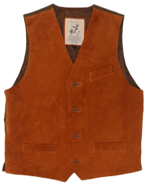 Blackthorn Mens Suede Waistcoat Medium Brown Leather