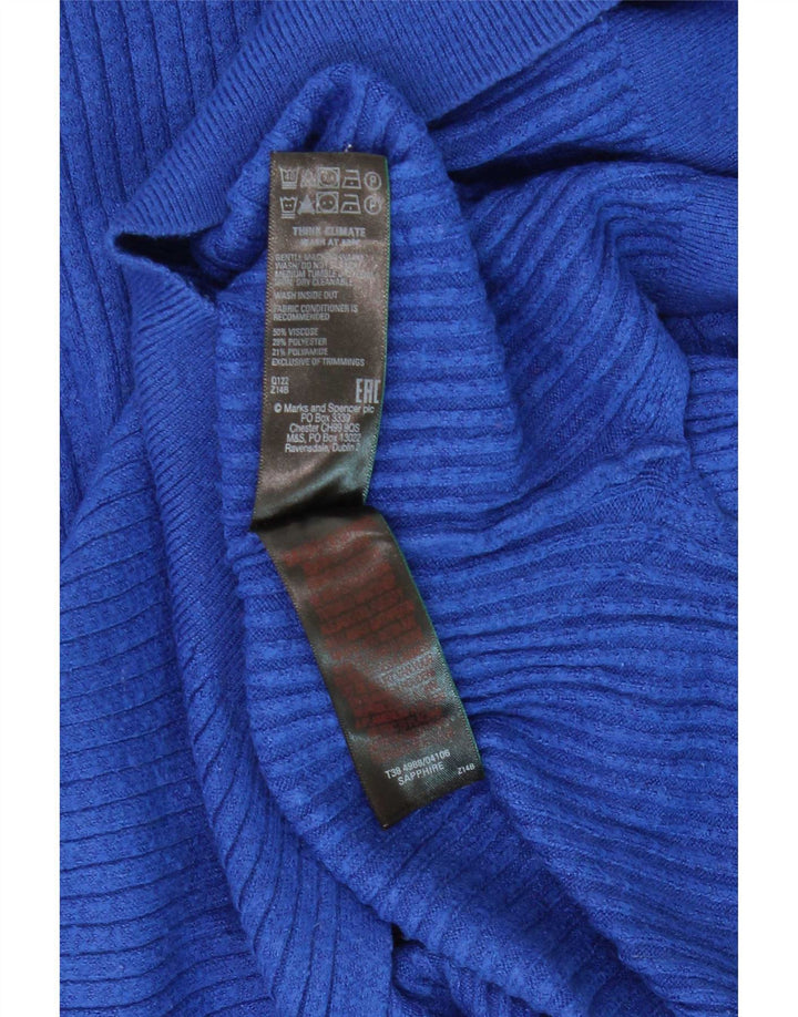 Marks & Spencer Dame sweater med lynlås-hals UK 10 Small Blue Viscose