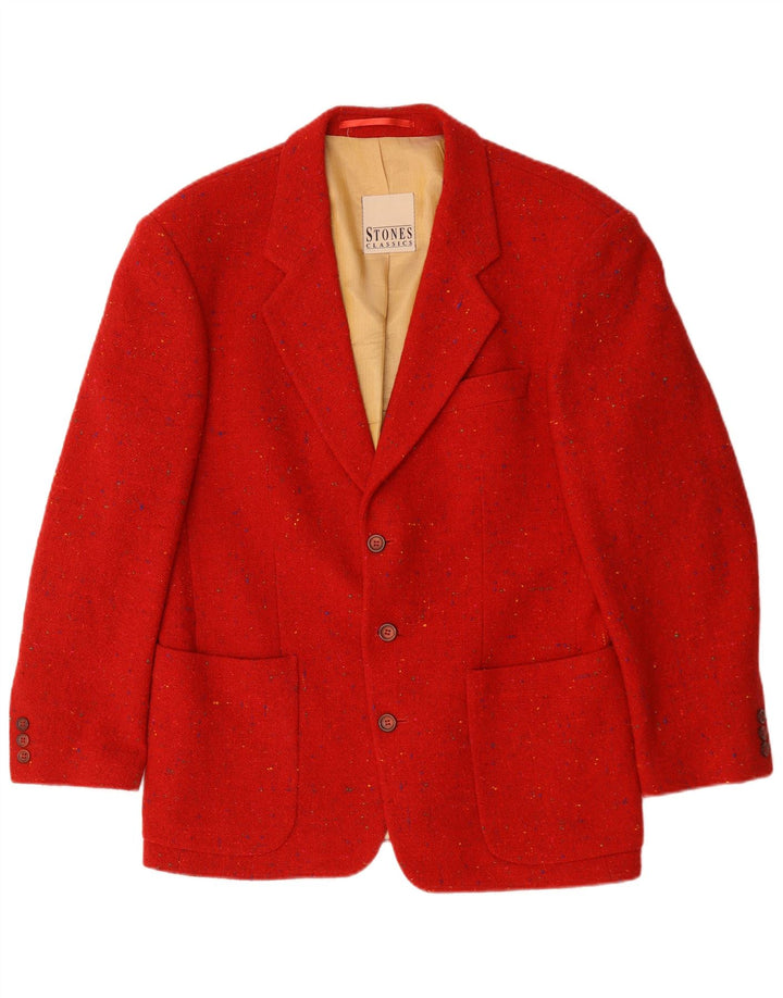 Vintage Mens 3 Button Blazer Jacket UK 40 Large Red Flecked