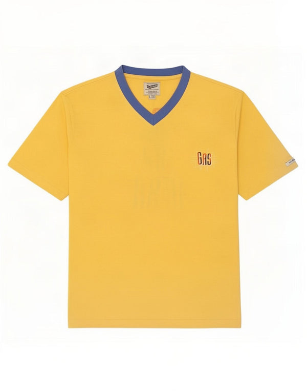Gas T-Shirt Graphique Homme Haut Large Jaune Coton