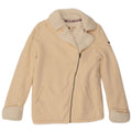 ROXY Womens Sherpa Tracksuit Top Jacket UK 10 Small Off White Cotton