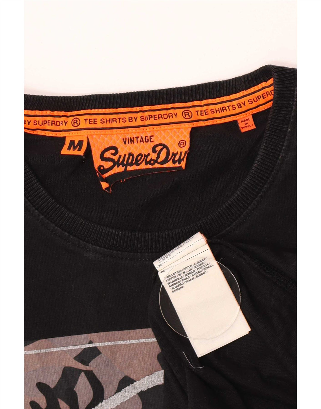 Camiseta gráfica masculina Superdry Top médio algodão preto