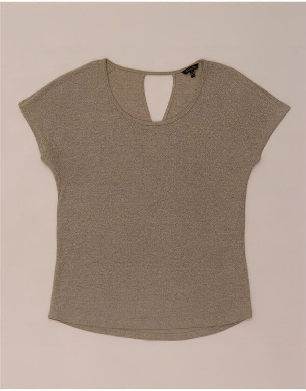 Massimo Dutti Damen Übergroßes T-Shirt Top UK 6 XS Beige Viskose
