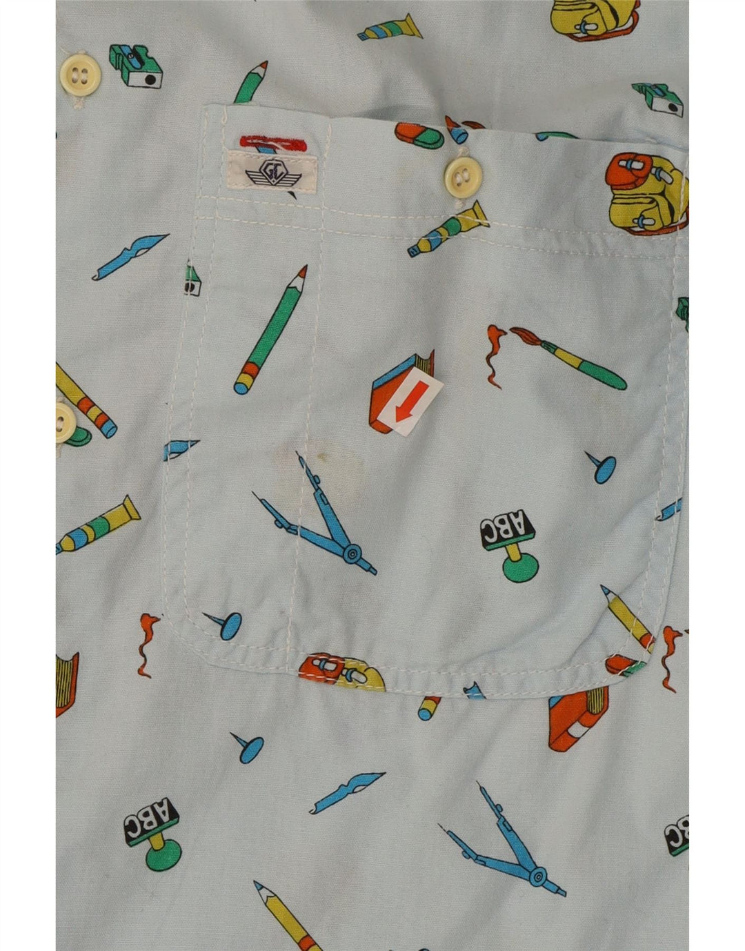 VINTAGE Mens Abstract Pattern Short Sleeve Shirt Medium Blue