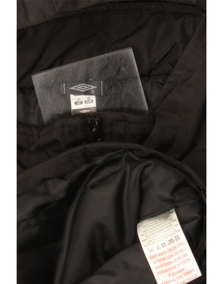 UMBRO Womens Oversized Hooded Padded Jacket UK 16 Large Black Polyester