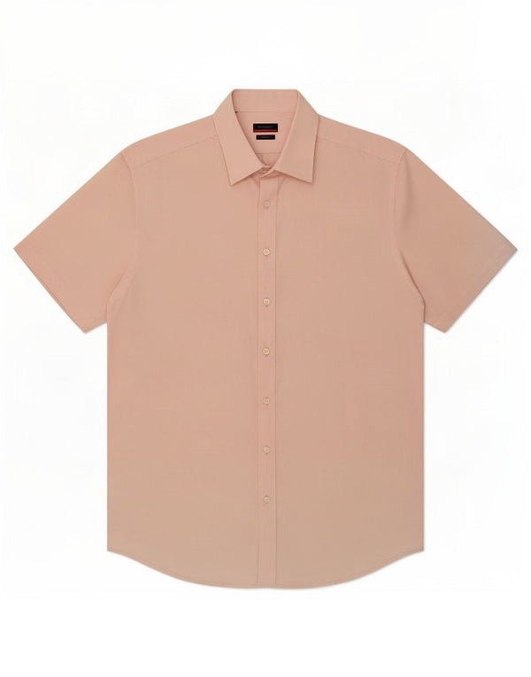 Pierre Cardin Mens Short Sleeve Shirt Size 16 1/2 Medium Pink Cotton