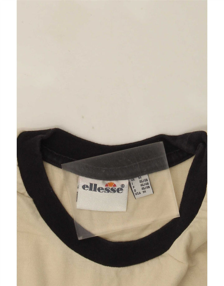 ELLESSE Mens Graphic T-Shirt Top Medium Beige Colourblock