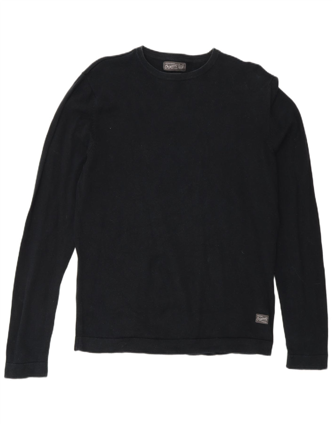 Jack & Jones Mens Crew Neck Jumper Sweater Small Black Cotton