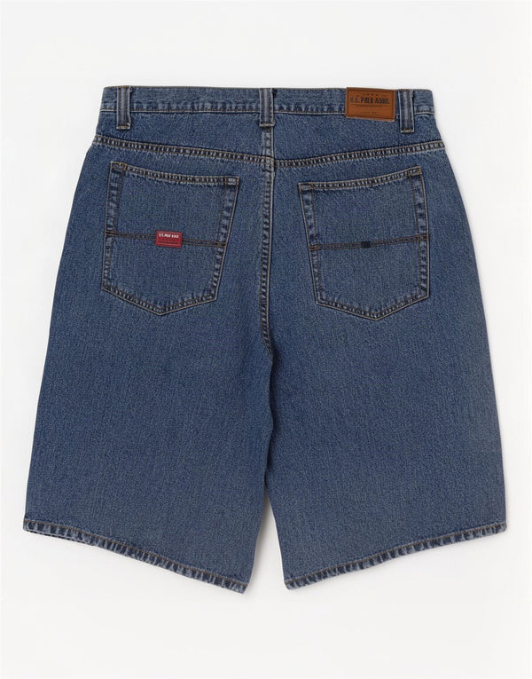 Polo Assn. Pantaloncini di jeans da uomo W36 grandi in cotone blu