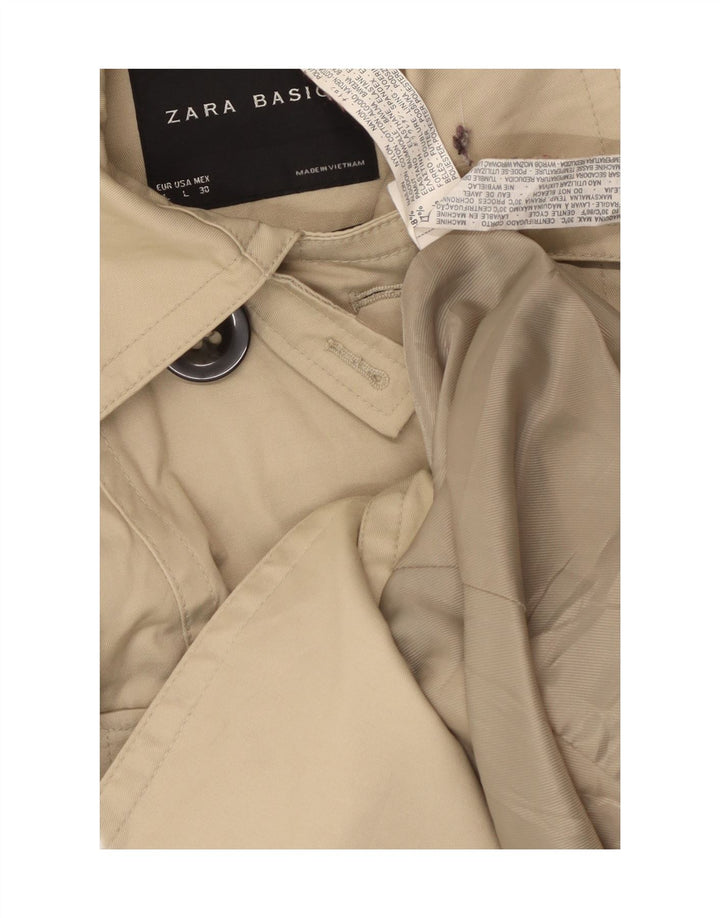 Zara Womens Trench Coat UK 14 Large Beige Nylon