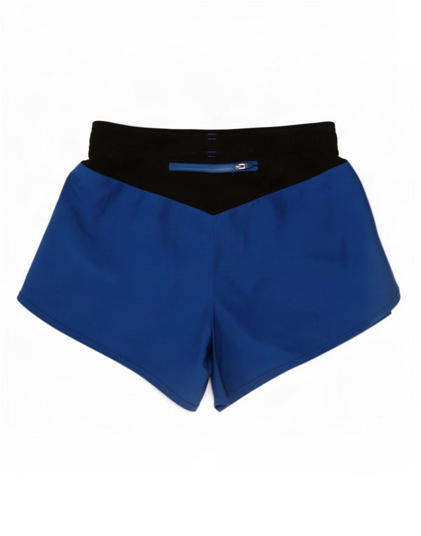Under Armour Womens Heat Gear Sports Shorts UK 10 Small Blue Colourblock