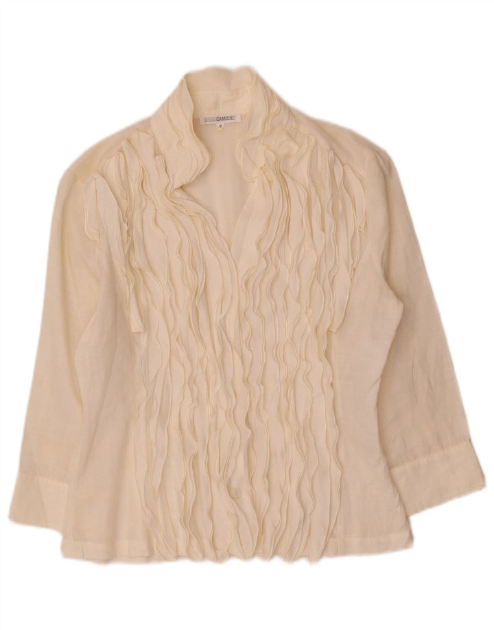 Naracamicie Womens Oversized 3/4 Sleeve Shirt Blouse US 0 XS Off White