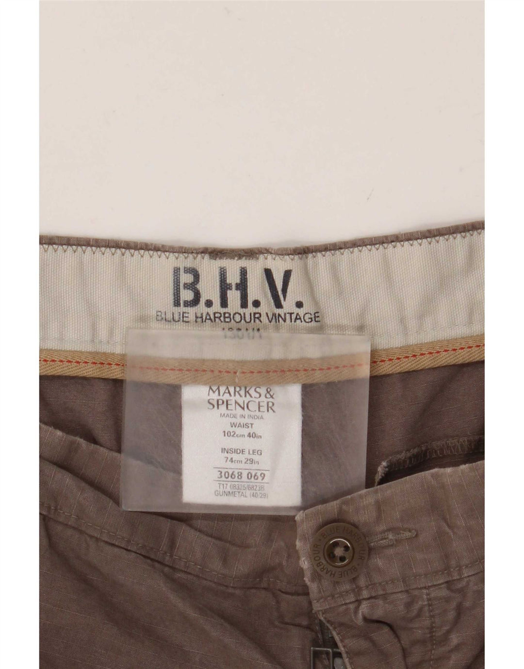 Marks & Spencer Mens Blue Harbour Straight Chino Trousers W40 L27 Grey