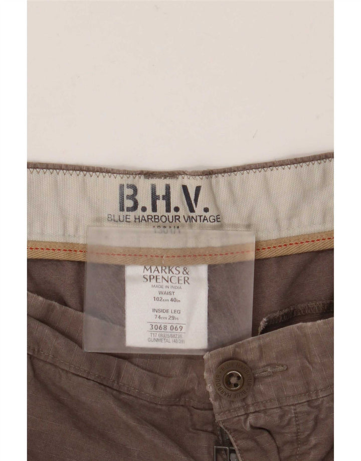 Marks & Spencer Mens Blue Harbour Straight Chino Trousers W40 L27 Grey