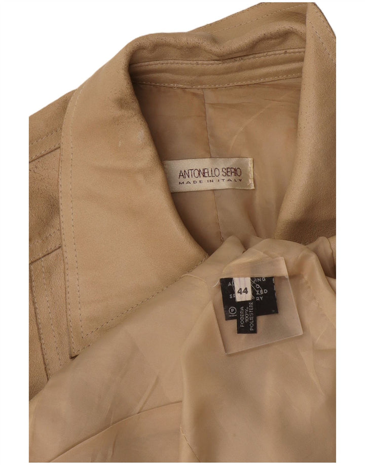 Antonello Serio Womens Leather Jacket IT 44 Medium Beige Leather