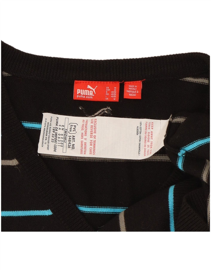Puma Mens Vest Tank Top Medium Black Striped Cotton