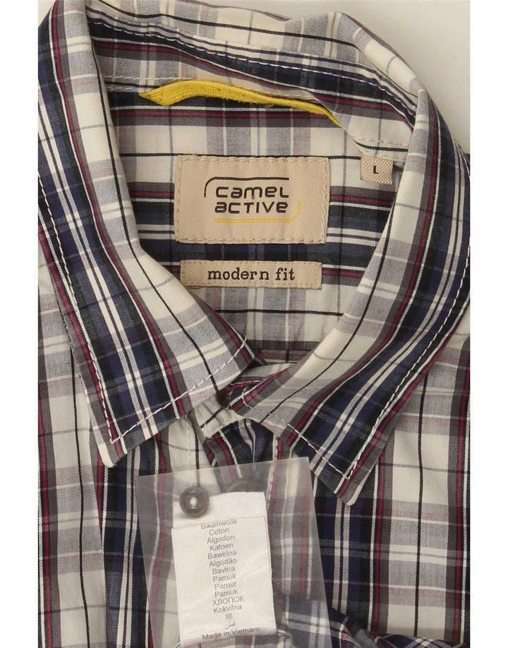 Camel Active Mens Shirt Large Blue Check Cotton