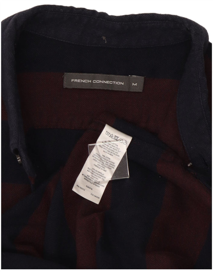 French Connection Chemise Flanelle Homme Bordeaux Moyen Coton Rayé