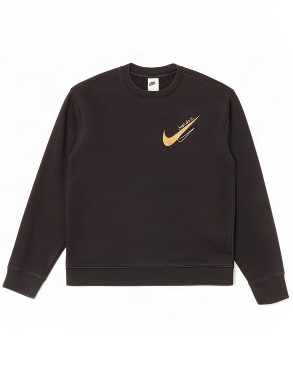 Nike Mens Graphic Sweatshirt Jumper Medium Black Cotton