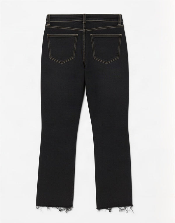 Zara Womens Crop Bootcut Jeans EU 42 Large W32 L26 Black